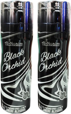 Al Nuaim Black Orchid Long Lasting Free From Alcohol Pack of-2 Perfume Body Spray  -  For Men & Women(200 ml, Pack of 2)