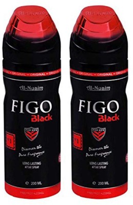 Al-Nuaim FIGO BLACK Long Lasting Perfumed Spray 200 ml Free From Alcohol Pack of-2 Perfume  -  400 ml(For Men & Women)