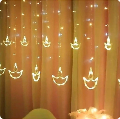 spark world 140 LEDs 3.81 m Yellow Flickering Diya Rice Lights(Pack of 1)