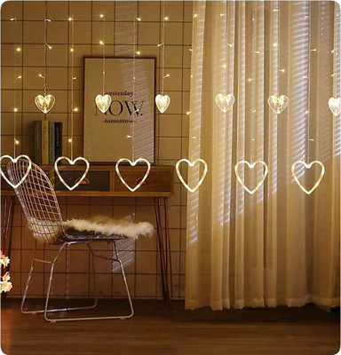Business Squad 140 LEDs 3.81 m Yellow Flickering Heart Rice Lights(Pack of 1)