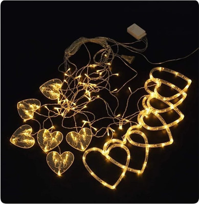 Business Squad 140 LEDs 3.81 m Yellow Flickering Heart Rice Lights(Pack of 1)