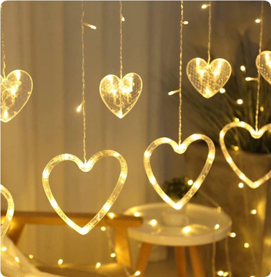 Business Squad 140 LEDs 3.81 m Yellow Flickering Heart Rice Lights(Pack of 1)