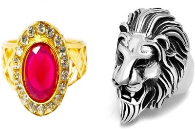 SP Creations Kachua Tortoise Ring With Lion Face Ring Stainless Steel, Brass Ring
