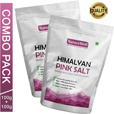 Naturewell Twin Pack of Premium Quality Himalyan Pink Rock Salt (Authentic Sendha Namak)-100g Pack Himalayan Pink Salt(200 g, Pack of 2)