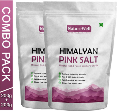 Naturewell Twin Pack of Premium Quality Himalyan Pink Rock Salt (Authentic Sendha Namak)-200g Pack Himalayan Pink Salt(400 g, Pack of 2)