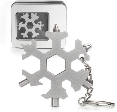 Crevizon 18 in 1 Snowflake Multi Tool, for Outdoor Travel Camping Bottle Opener with Keychain, Stainless Steel Standard Screwdriver Set(Pack of 0)