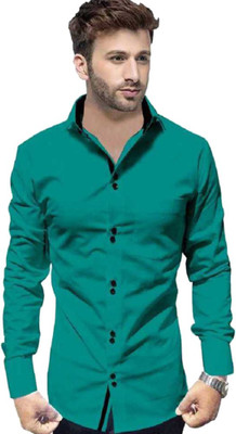 VTEXX Men Solid Casual Green Shirt