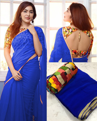 Sareez House Digital Print Bollywood Chiffon Saree(Blue)