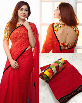 Sareez House Floral Print Bollywood Georgette Saree(Red)