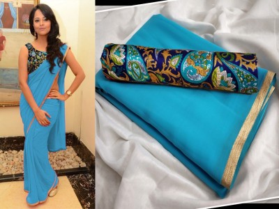 Sareez House Digital Print Bollywood Chiffon Saree(Light Blue)