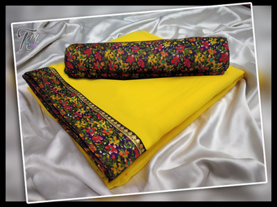 Sareez House Self Design Daily Wear Lycra Blend Saree(Yellow)