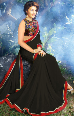 Sareez House Digital Print Bollywood Georgette Saree(Black)