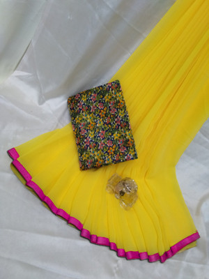 Sareez House Digital Print Bollywood Chiffon Saree(Yellow)