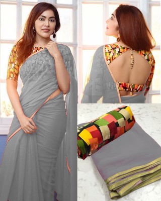 Sareez House Digital Print Bollywood Chiffon Saree(Grey)