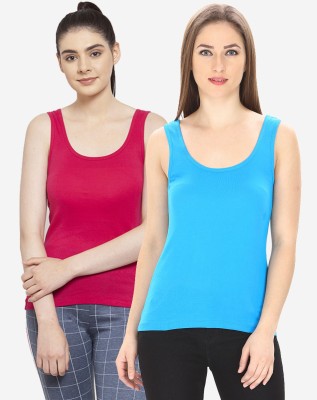 FBAR Casual Solid Women Red, Blue Top