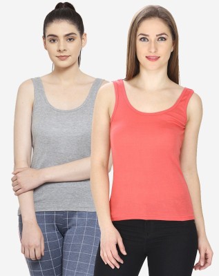 FBAR Casual Solid Women Red, Grey Top