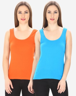 FBAR Casual Self Design Women Light Blue, Orange Top