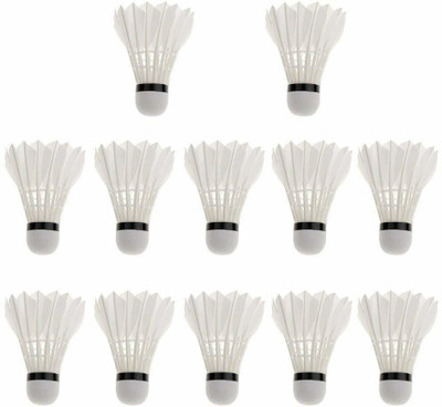 pargati Premium Feather Badminton Shuttlecock - Pack of 10 Feather Shuttle  - White(Medium Fast, 78, Pack of 10)