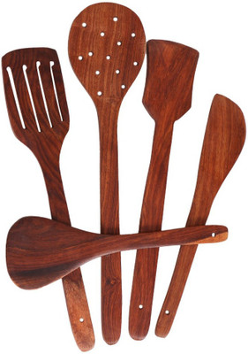 Flipkart SmartBuy NH5 Wooden Utensils Set of 5 for Non Stick cookware Frying, Serving, Cooking, Dosa Turner Wooden Spatula(Pack of 5)