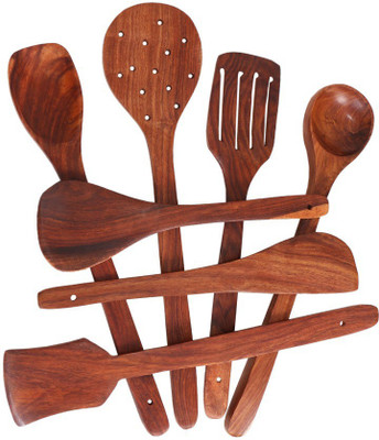 Flipkart SmartBuy Handmade Wooden Cooking Spoons and Serving Spoon Set of 6 Wooden Spatula(Pack of 6)