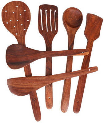 Flipkart SmartBuy Wooden Serving and Cooking Non Stick Wooden Spoon Set Cooking Tools Wooden Spatula(Pack of 6)