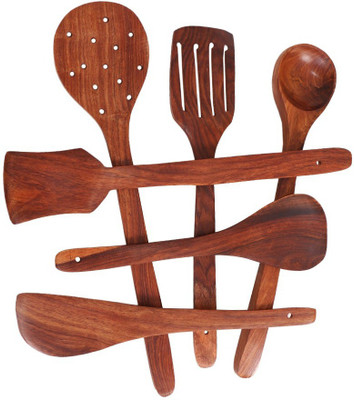 Flipkart SmartBuy Wooden Utensils Set of 6 Cooking Nonstick Cookware Spatula Spoons for Kitchen Wooden Spatula(Pack of 6)
