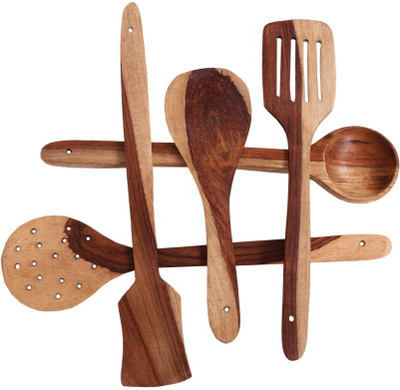 Flipkart SmartBuy Wooden Utensils Set of 5 Cooking Nonstick Cookware Spatula Spoons for Kitchen Wooden Spatula(Pack of 5)
