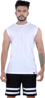 Kore Cloting Point Solid Men Round Neck White T-Shirt