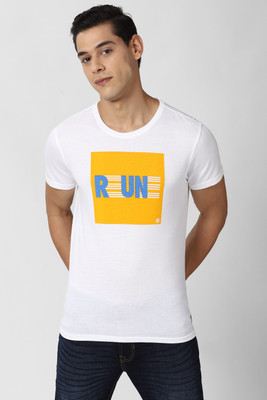 Peter England University Solid Men Round Neck White T-Shirt