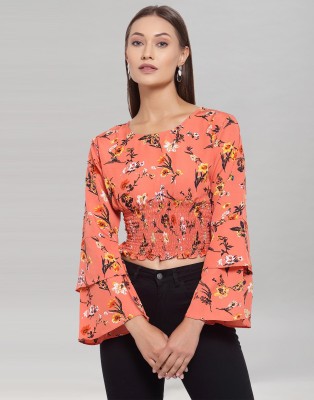 Selvia Casual Printed Women Orange Top