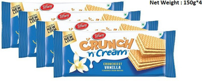 Tiffany Crunch n Cream Wafer - Vanilla Flavour - 150 g (Pack of 4)(Imported) Waffles(4 x 150 g)