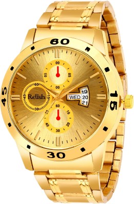 RELish Day and Date Gold Platted Chain for husband, boyfriend Day and Date Gold Platted Chain Analog Watch  - For Men