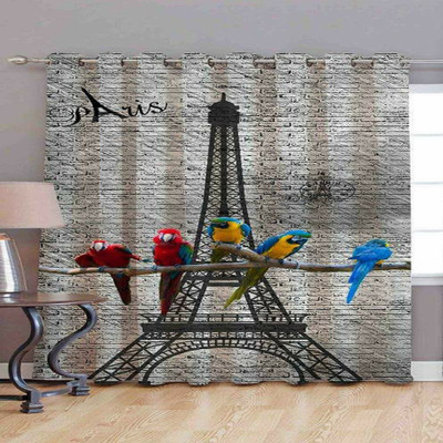 Tyagiji 153 cm (5 ft) Window Polyester Semi Transparent Curtain Single Curtain(Gray, White, Black, Printed)