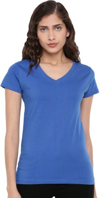 De Moza Casual Half Sleeve Solid Women Blue Top