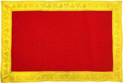 Bhakti Lehar ( Size: 16 x 28 Inch ) Long Size Super Soft Emboss Velvet Pooja Aasan Cloth / Floral Design Chowki Aasan Kapda Mat for God Idol Sitting, Puja Mandir Table and Temple Shelf Altar Cloth