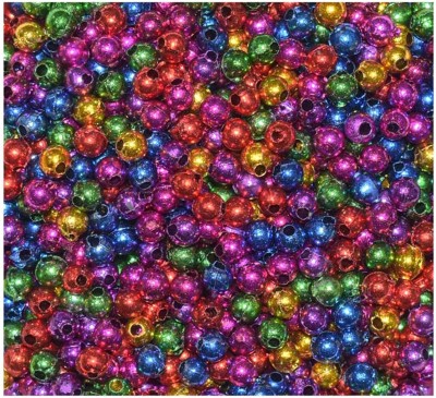 ASIAN HOBBY CRAFTS Colourful Shining Beads (Multi) : Size: 6mm Round :Pack of 200Gms