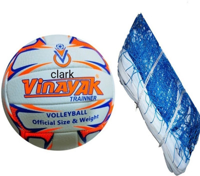 clark orange mashine 2772 with nylon blue volleyball net Volleyball - Size: 4(Standard, Pack of 1)