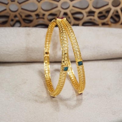 I Jewels Alloy Gold-plated Bangle Set(Pack of 2)