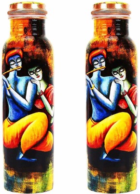 GOLDEN VALLEY Radha Krishna Printed Pure Copper Water ottle 1000 ml PACK OF 2 1000 ml Bottle(Pack of 2, Multicolor, Copper)