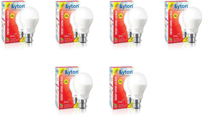 Lyton 9 W Basic Round B22 LED Bulb(White, Pack of 6)