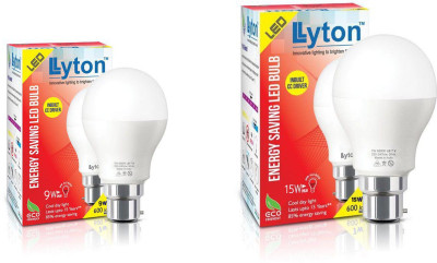 Lyton 9 W Basic Round B22 LED Bulb(White, Pack of 2)