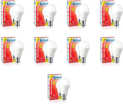 Lyton 9 W Basic Round B22 LED Bulb(White, Pack of 9)