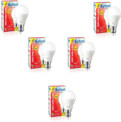 Lyton 9 W Basic Round B22 LED Bulb(White, Pack of 5)