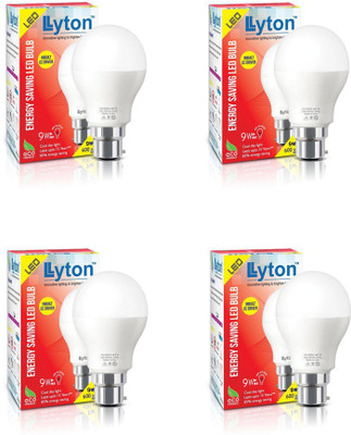 Lyton 9 W Basic Round B22 LED Bulb(White, Pack of 4)