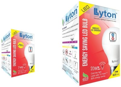 Lyton 7 W Round B22 LED Bulb(White, Pack of 2)
