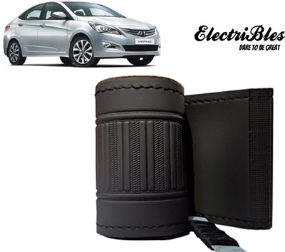 ELECTRIBLES Hand Stiched Steering Cover For Hyundai Verna Fluidic(Black, Leatherite)