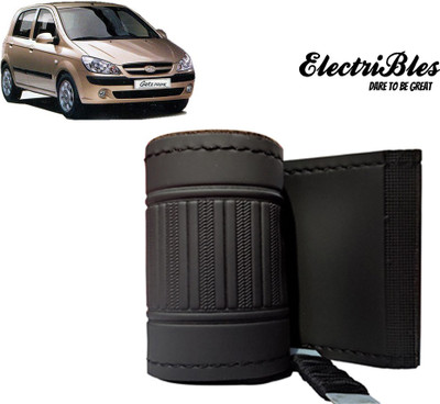 ELECTRIBLES Hand Stiched Steering Cover For Hyundai Getz(Black, Leatherite)