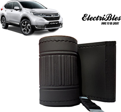 ELECTRIBLES Hand Stiched Steering Cover For Honda CR-V(Black, Leatherite)