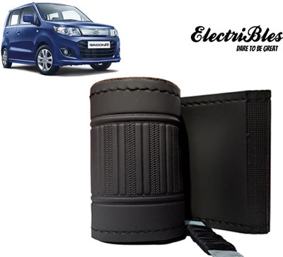 ELECTRIBLES Hand Stiched Steering Cover For Maruti WagonR Stingray(Black, Leatherite)
