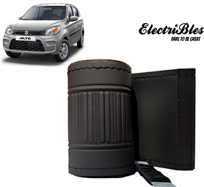 ELECTRIBLES Hand Stiched Steering Cover For Maruti Alto(Black, Leatherite)